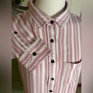 Jachs Pink and White Striped SOFT 100% Rayon Girlfriend Shirt with Long Sleeves